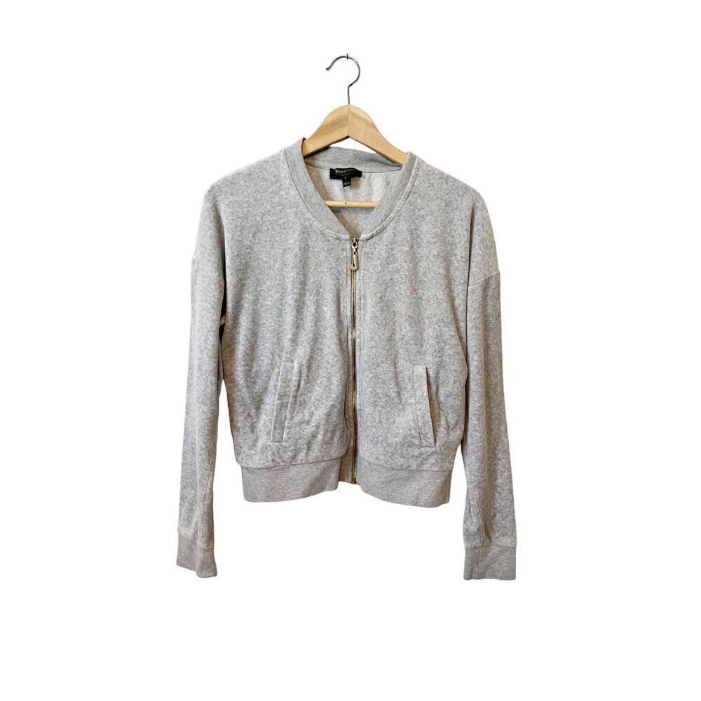 Juicy Couture Black Label Gray Velour Full‎ Zip Jacket Size Small